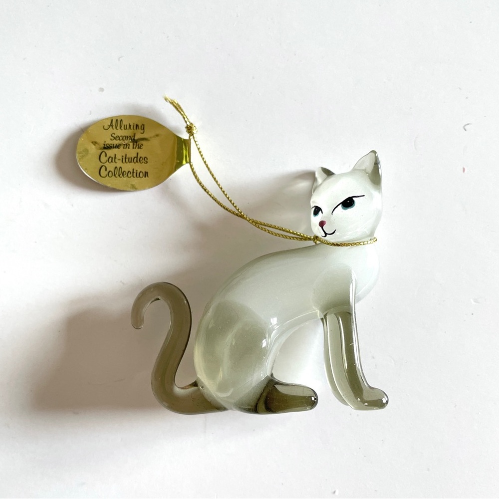 Bradford Exchange Glass Cat Ornament Alluring Cat-itudes Art Figurine 2008⁠